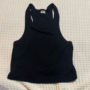 Aritzia Black Ribbed Racerback Crop Tank
